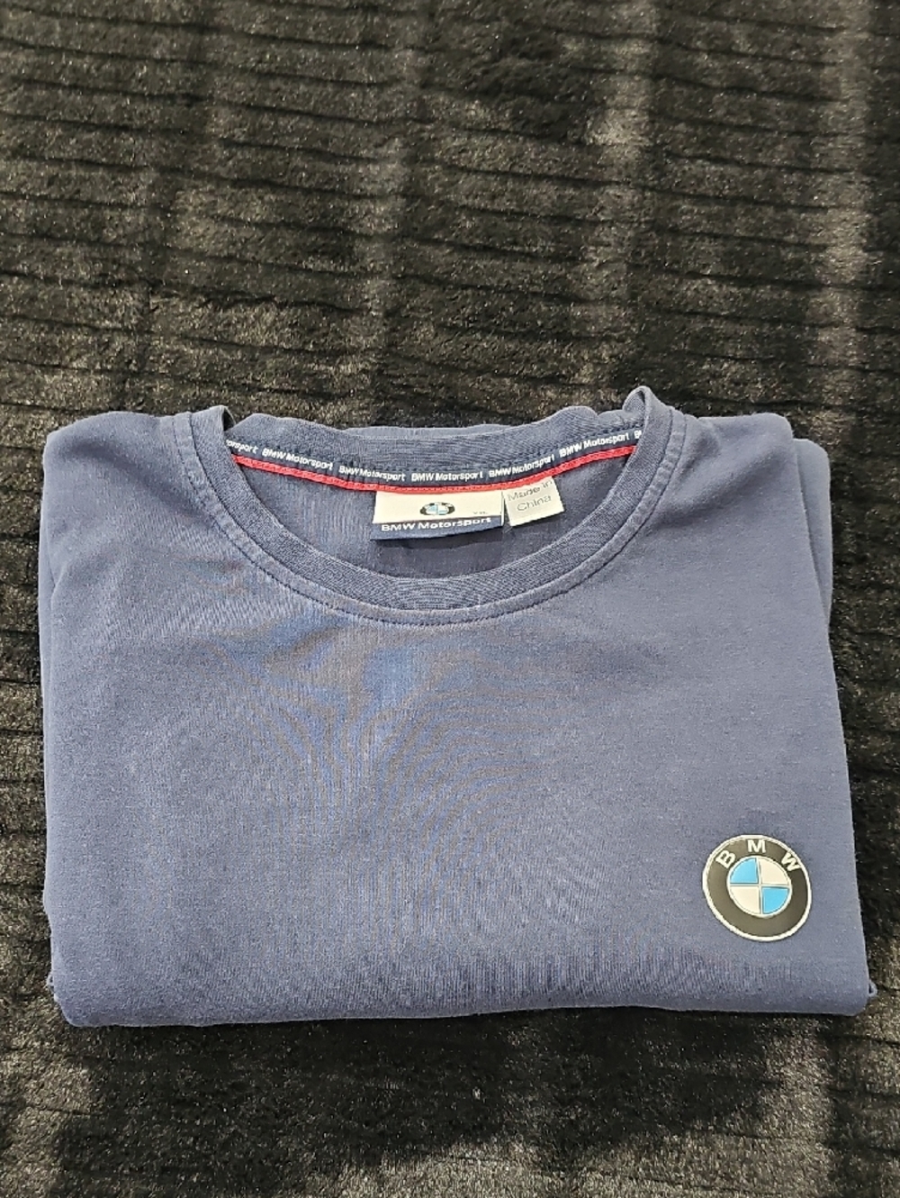 BMW Navy Blue Long Sleeve Logo Shirt with Red Stripe Accent - Picture 8 of 8